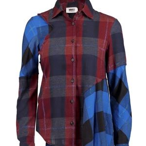MAISON MARGIELA  ASYMMETRIC METALLIC CHECKED SHIRT